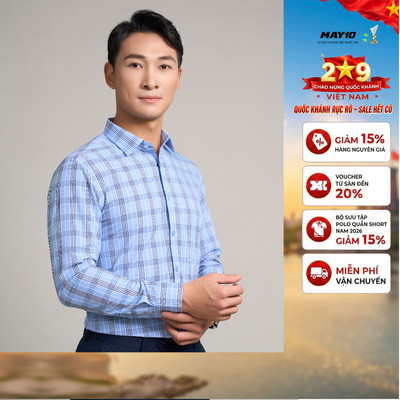 Áo Sơ mi nam dài tay May 10 form SlimFit mã 010124248ĐT AK577