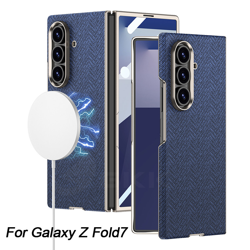 LUKEN Sạc Không Dây Dành Cho Samsung Galaxy Z Fold 7 8 Cong Nylon Da Cạnh Màn Hình Kính Cho Galaxy Z