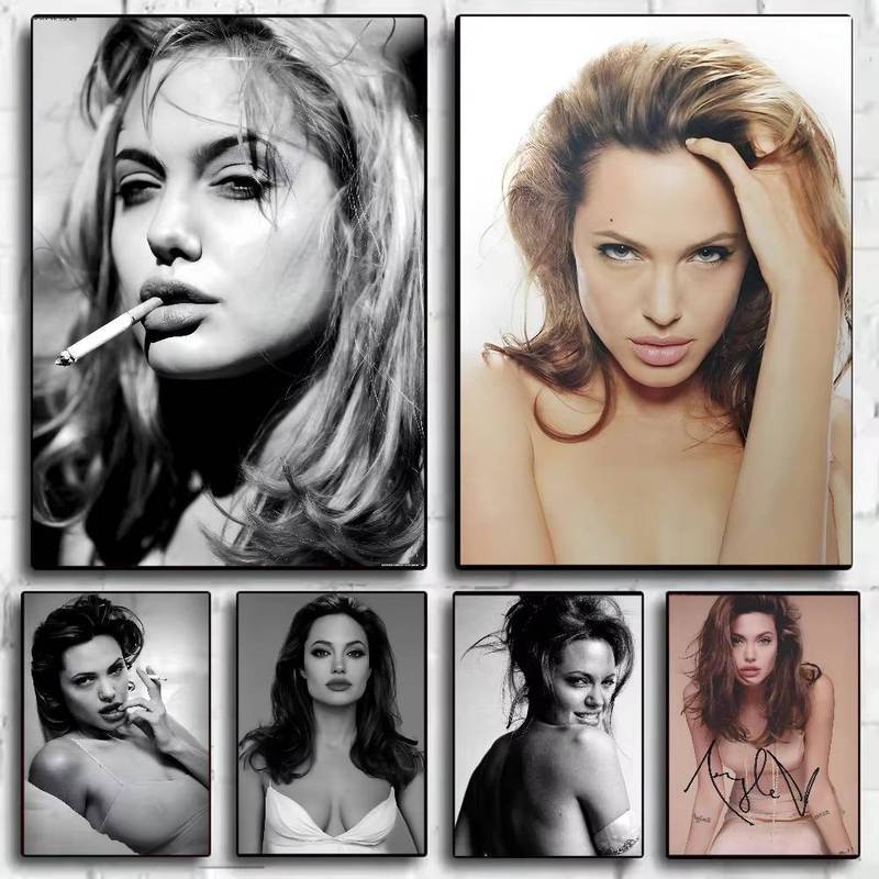 Angelina Jolie Nữ Diễn Viên Người Nổi Tiếng Vintage Poster Không Khung Vải Treo Tường Nghệ Thuật Tra