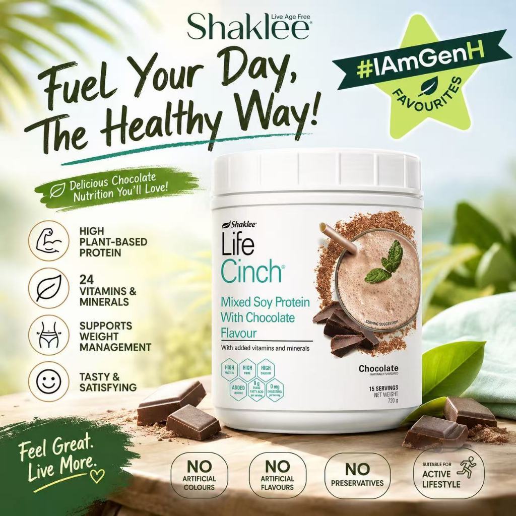 Shaklee Life Cinch Chocolate Mixed Soy Protein Meal Shake 720g High Plant-Based Protein with 24 Vita