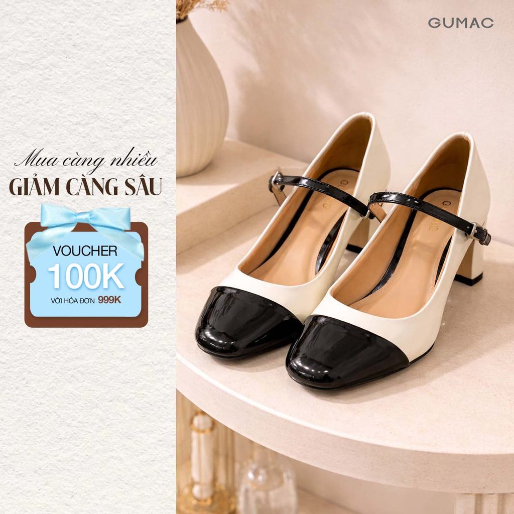 Giày Cao Gót Nữ GUMAC Phối Bít Mũi GE01058