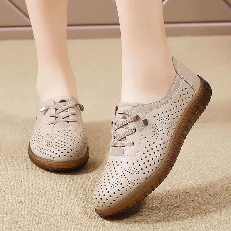 Giày Nữ Moccasin Đế Bằng Người Phụ Nữ Loafer Da Thật Nữ Giày Slip On Ballet Y Tá Giày Nữ Plus Kích T