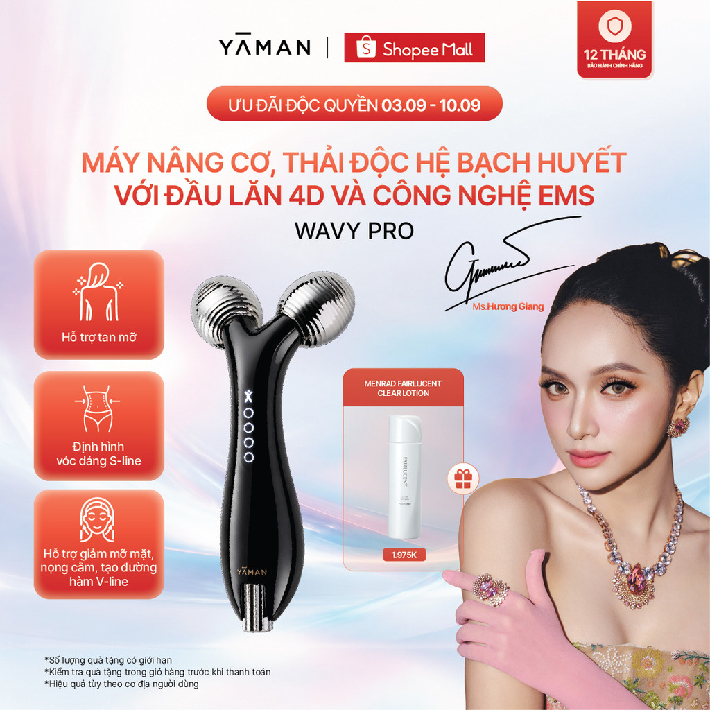 [MUA 1 TẶNG 1] Máy nâng cơ thải độc hệ bạch huyết YAMAN với đầu lăn lốc xoáy 4D Extra và công nghệ E