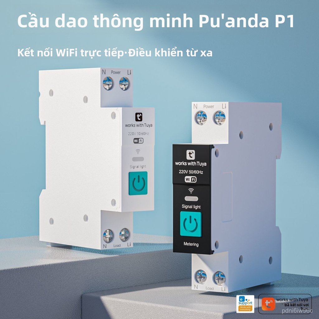 CB thông minh WiFi Tuya điều khiển từ xa, đóng cắt hẹn giờ đo điện