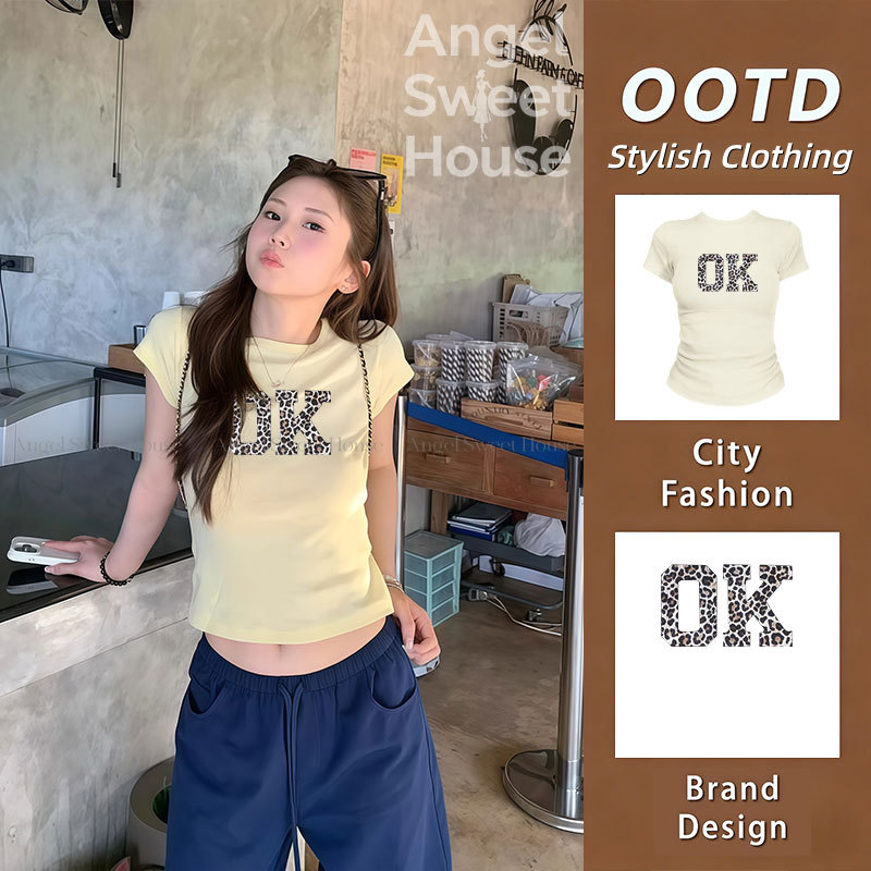 (Giao hàng 24 giờ) Angle Mẫu mới chính thức Rất co giãn Hiện đại Áo thun vải nhẹ và thoải mái có họa