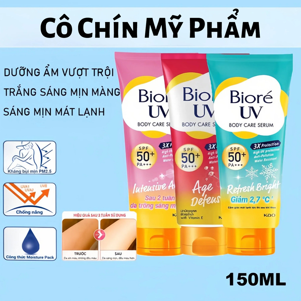 Serum Chống Nắng Body, Serum Chống Nắng Kháng Bụi Bioré UV Anti-Pollution Body Care Serum SPF50/PA++