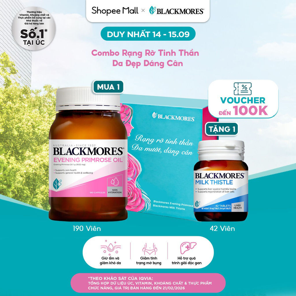 [AFF] [Date T6/T10.27] Tinh Dầu Hoa Anh Thảo Blackmores Evening Primrose Oil Lọ 190 Viên