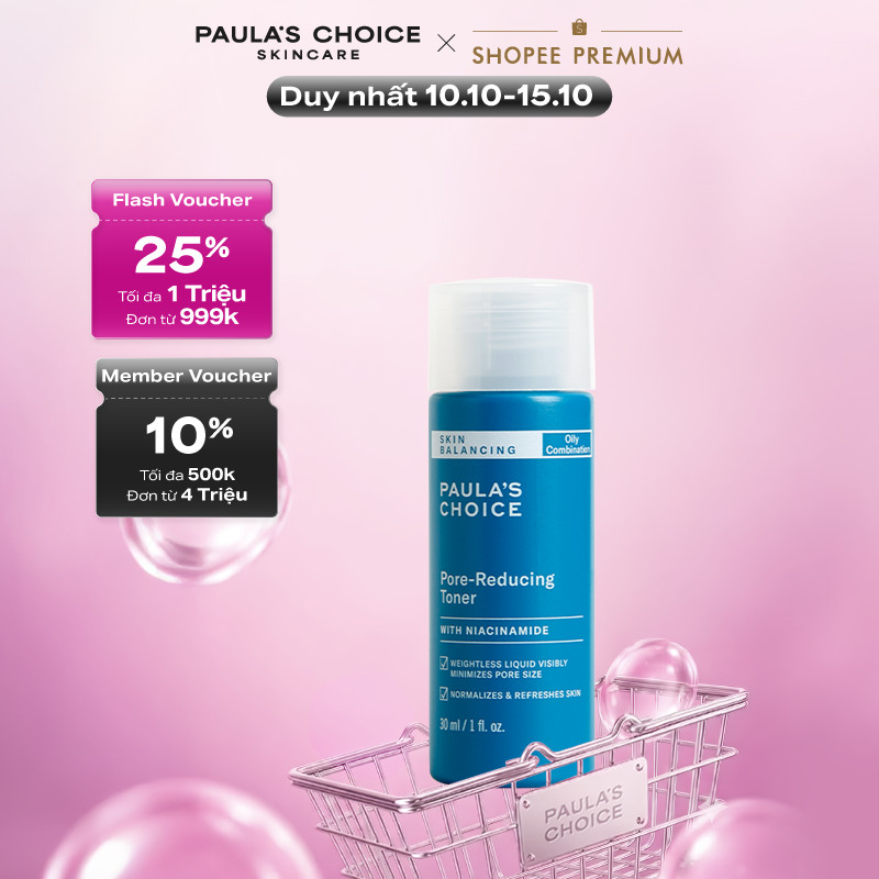 Toner cấp ẩm, se khít lỗ chân lông Paula’s Choice Skin Balancing Pore Reducing Toner 30ml 1357