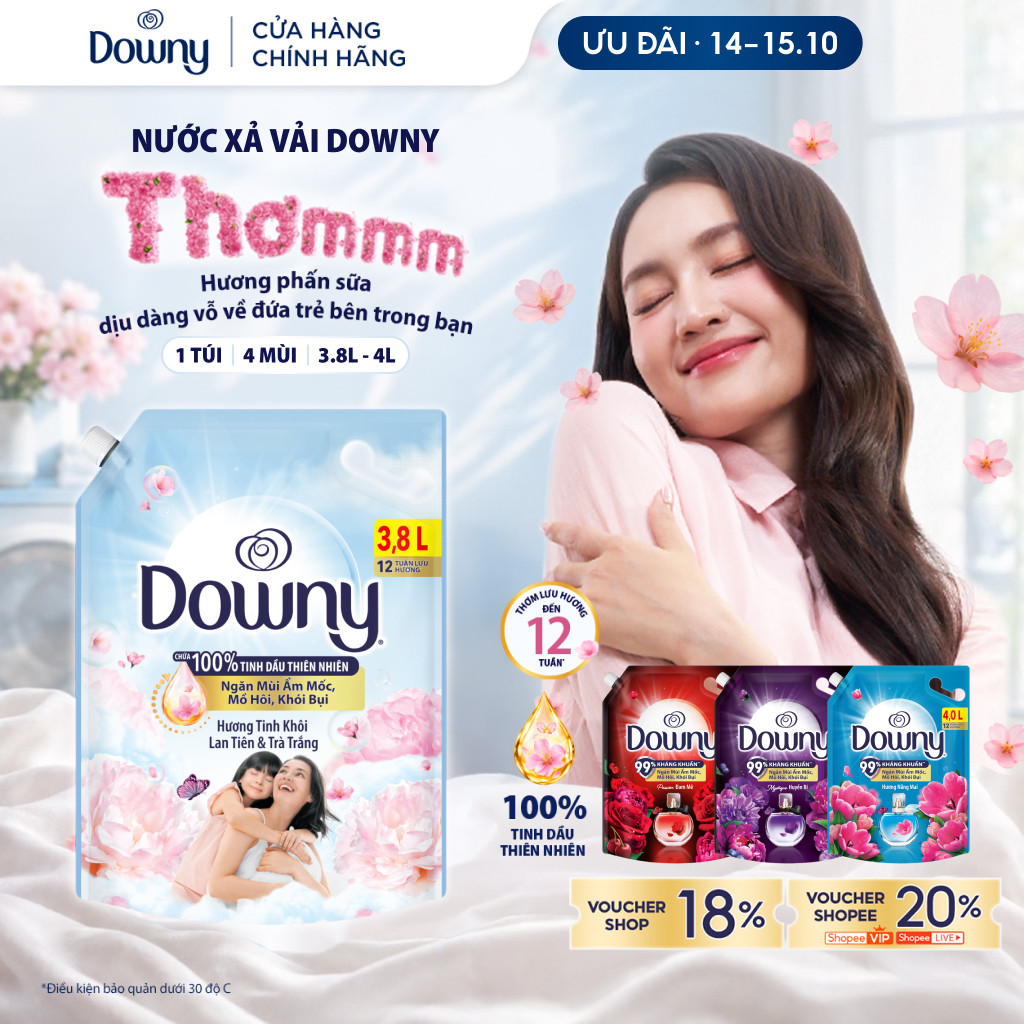 Nước Xả Vải Downy Tinh Khôi / Đam Mê /Huyền Bí / Nắng Mai Túi 3.8L - 4L