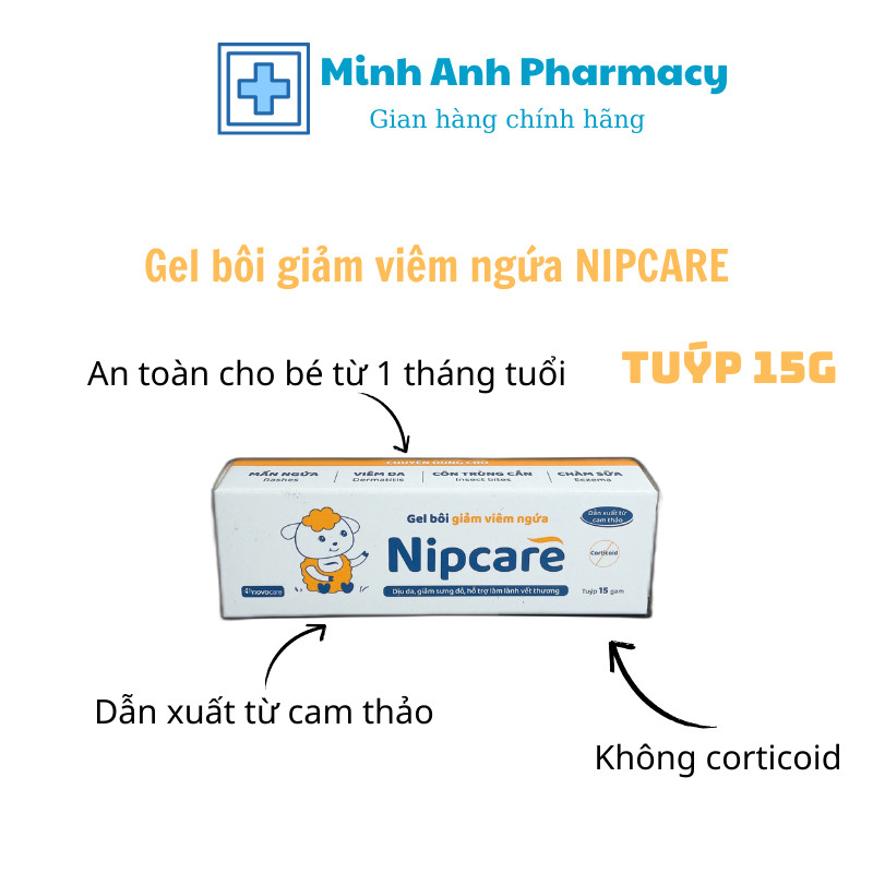Gel bôi NIPCARE (tuýp 15g) giúp giảm viêm ngứa cho bé từ 1 tháng tuổi