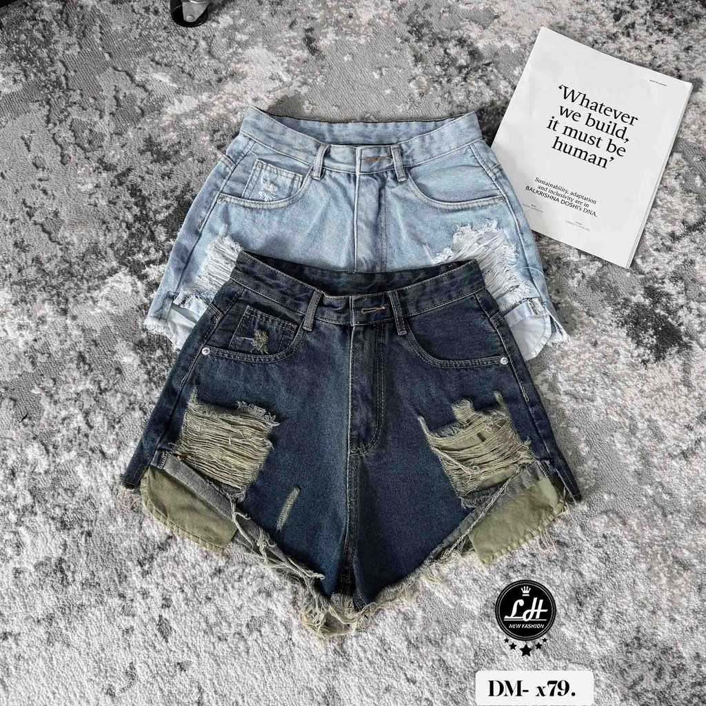 Quần shorts nữ rách tua rua lật lai có lớp lót dài bên trong Lê Huy Fashion MS X79