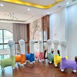  Ghế chòi chân lạc đà cổ dài Alpaca có bánh xe Ghế Ngồi Thú Bông Dễ Thương Êm Ái Cho Bé Xe Chòi Chân 