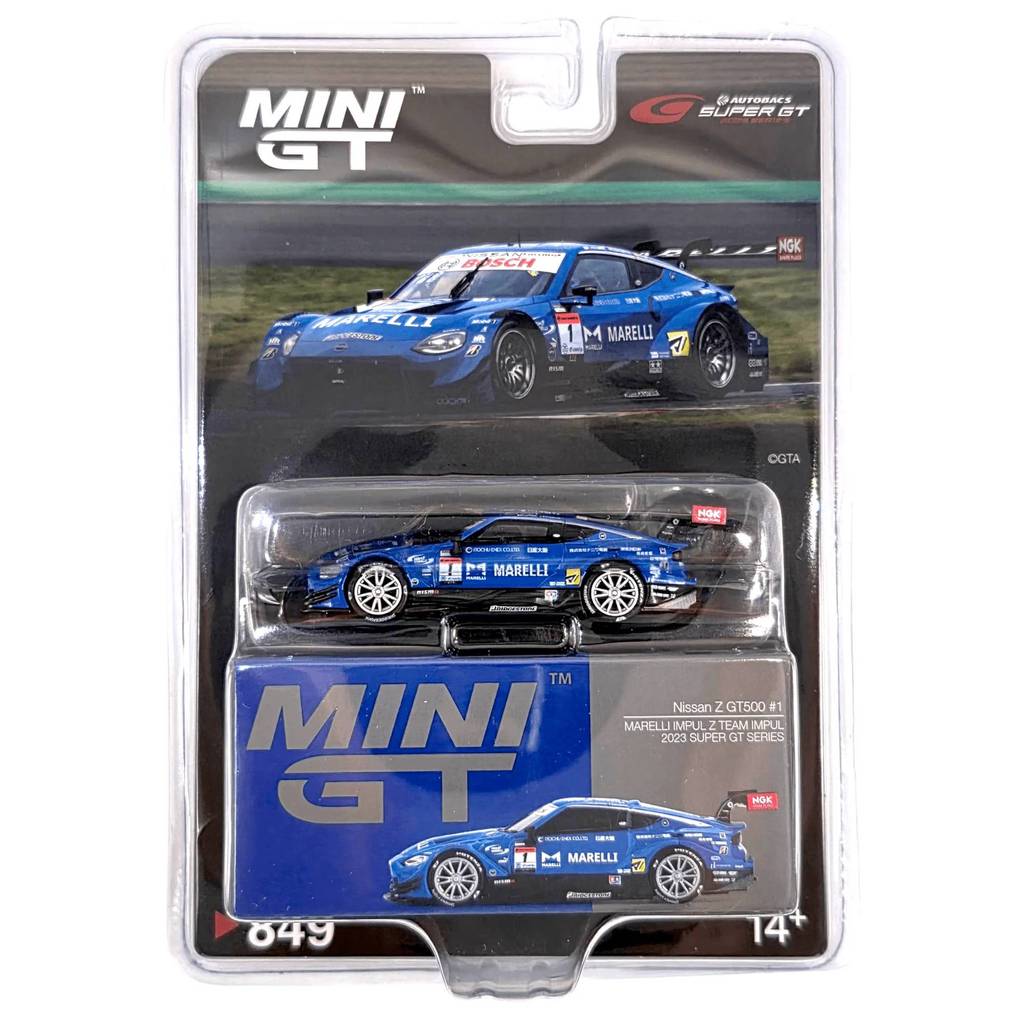 Mini GT Card version MGT00849 ( xanh nhạt ) Nissan Z GT500 #1 "MARELLI IMPUL Z" TEAM IMPUL 2023 SUPE