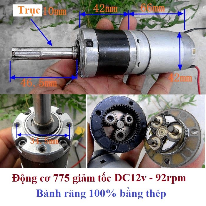 Động cơ giảm tốc cỡ trung Motor 550, 775 các loại