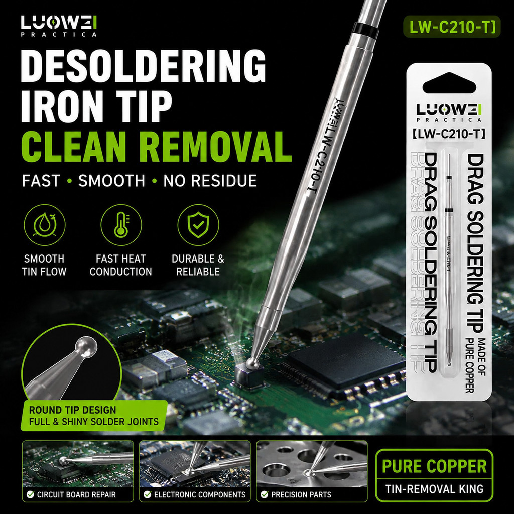 LUOWEI LW-C210-T Kéo Mỏ Hàn TIPS Dẫn Nhiệt Nhanh Tích Hợp Đầu Sắt Hàn SMD Cho C210 Series Trạm Hàn
