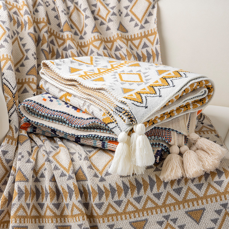 a Chăn sofa phong cách Bohemian châu Âu, chăn cao cấp, chăn ngủ mùa hè, chăn đắp, chăn điều hòa, chă