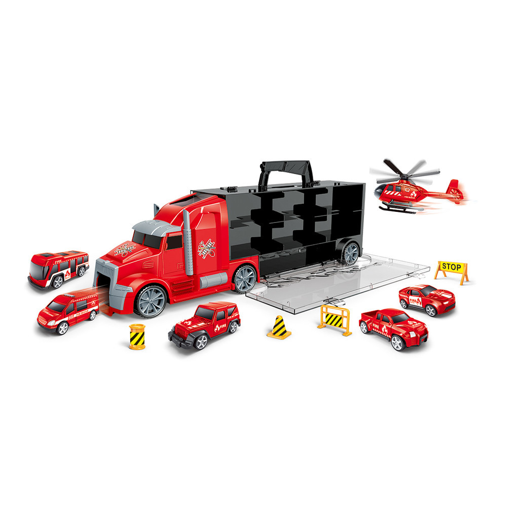 Đồ chơi TOYSTAR - Bộ Xe Cứu Hộ Đa Năng TOYSTAR 666-03K - Gồm 5 Ô Tô, 1 Máy Bay & 4 Biển Báo (42x9x13