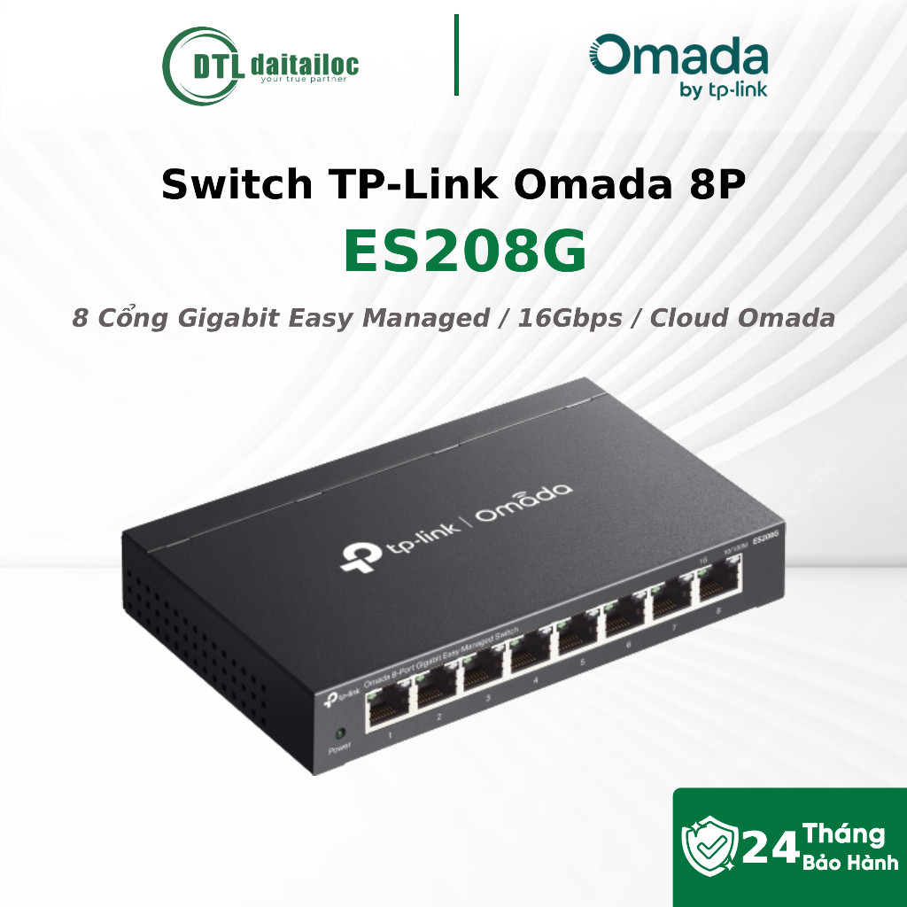 Switch TP-Link Omada ES208G 8 Cổng Gigabit Easy Managed 16Gbps | Chính Hãng | Bảo Hành 24 Tháng