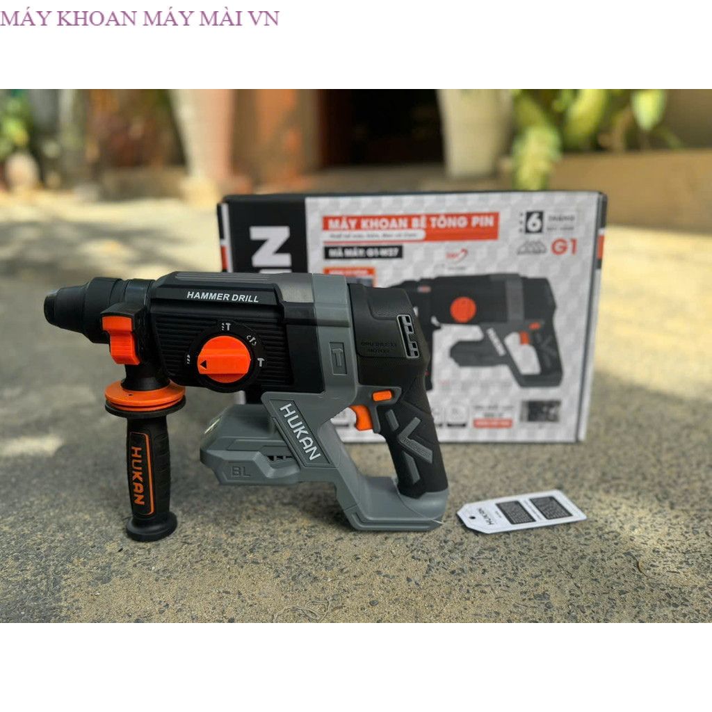 Thân máy khoan pin HUKAN  HUKAN G1-W27 XÁM  , Không chổi than, 3 chức năng xài pin phỏ thông makita 
