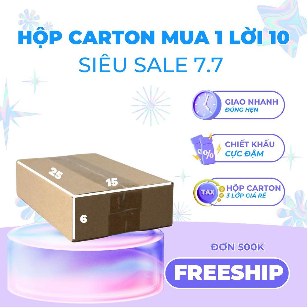 thùng carton đóng hàng 25x15x6 combo 100