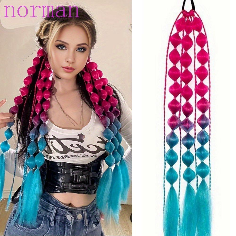 NORMAN Bubble Jumbo Braid, Lantern Braid Ponytail Extension Twist Braid Bulk, Hairpiece Handmade Cor