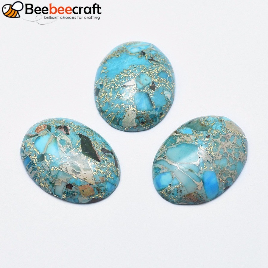 1 Kyanite / Cyanite / Disthene Cabochons với đường vàng Hình bầu dục phẳng 30x22x6mm