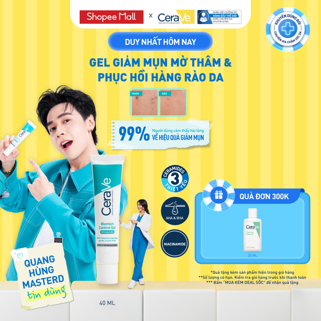 Gel Giảm Mụn Mờ Thâm Phục Hồi Làn Da CeraVe Blemish Control Gel 40ml | BigBuy360 - bigbuy360.vn