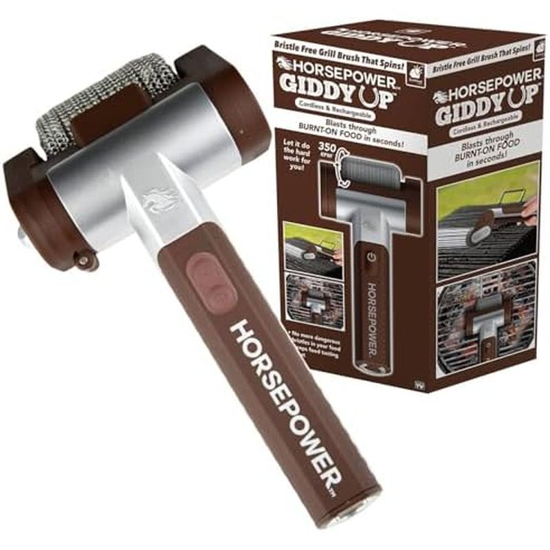 Bàn chải nướng quay không lông Horsepower Giddy Up có đèn LED, NHƯ XEM TRÊN TV, Không dây & Con lăn 