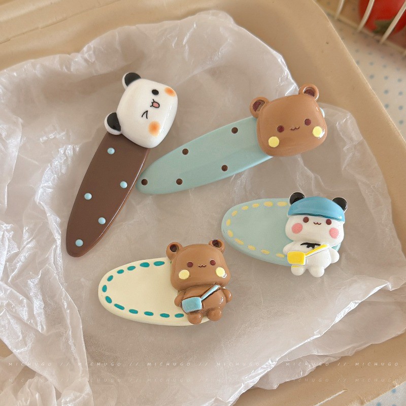 4 Gấu Trúc Cặp Đôi Bubu Và Yier Kẹp Tóc Hoạt Hình Dễ Thương BUBU DUDU Thiết Kế Bền Phụ Kiện Tóc
