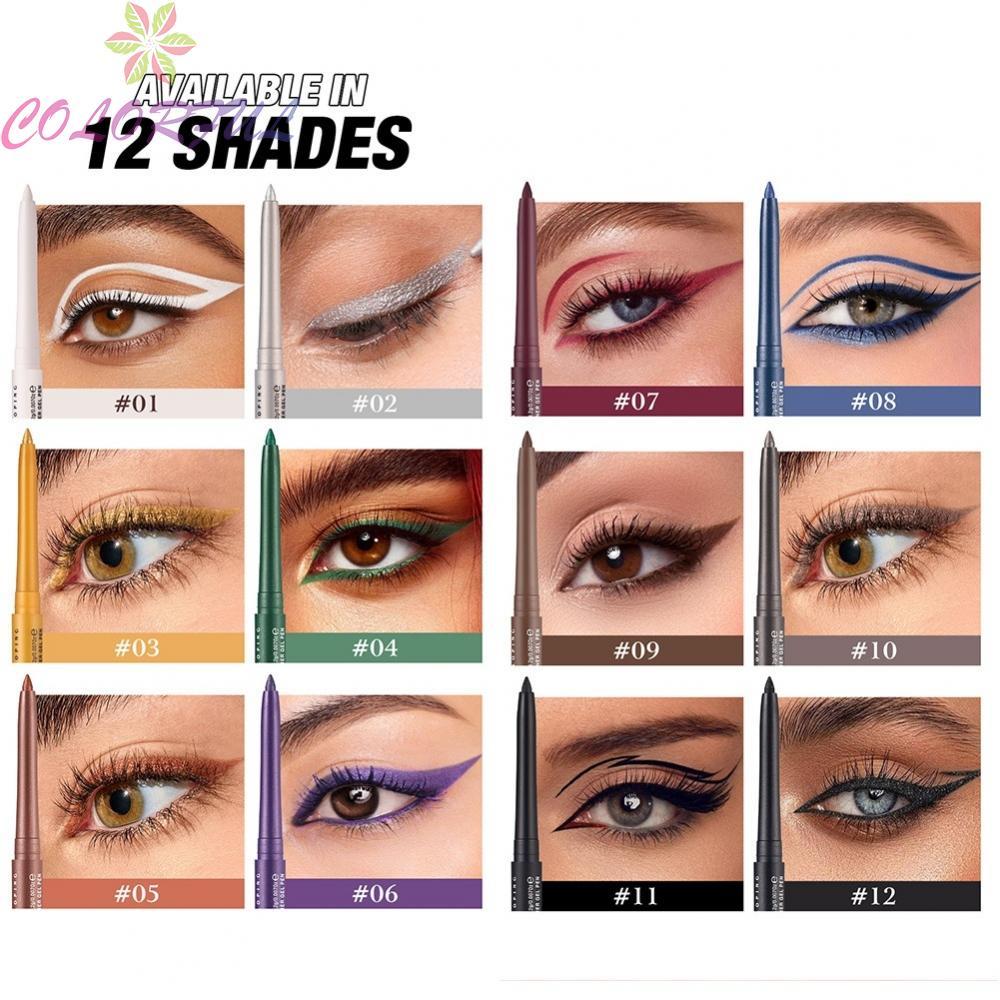 Kohl Eyeliner Pencil 12 Colors Automatic Extend Design Comfortable for Daily Use