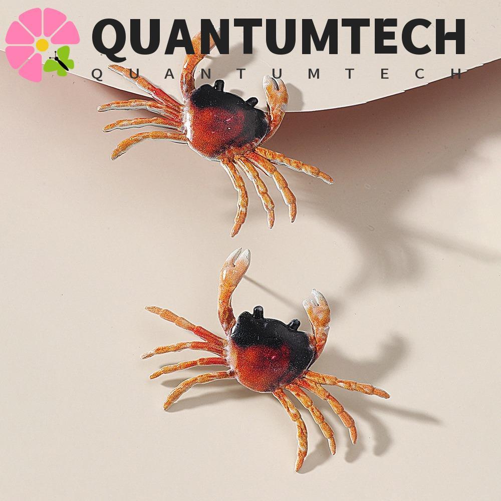 Bông Tai Cua QUANTUMTECH, Bông Tai Cua Hồng Sáng Tạo Độc Đáo, Cá Tính Màu Đỏ Trang Sức Vintage Cua M