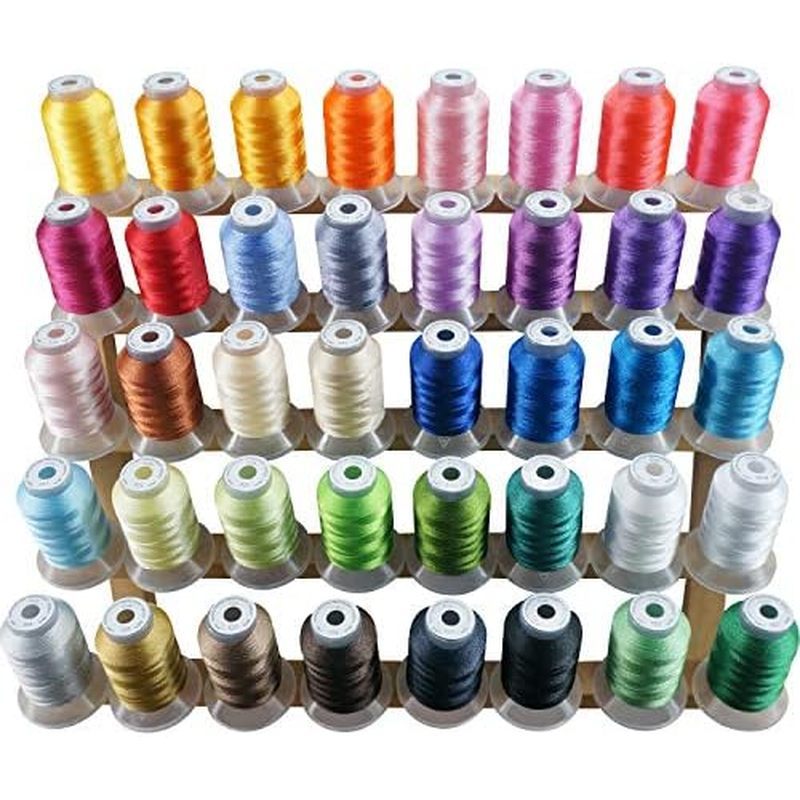 Nước dùng mới 40 màu Tương thích với Bộ chỉ máy thêu Polyester Brother 500M (550Y) Mỗi ống chỉ Tương
