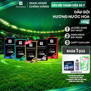Dầu gội nam Romano hương Nước hoa nam Classic/ Force/ Attitude/Gentleman 650g/chai