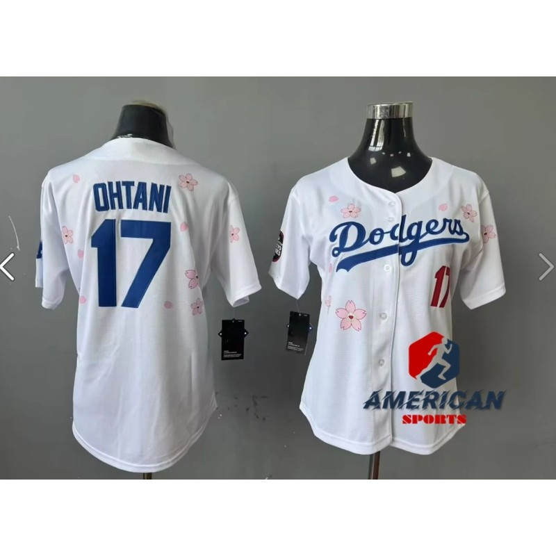 Áo bóng chày nữ khâu màu trắng của Los Angeles Dodgers, Shohei Ohtani