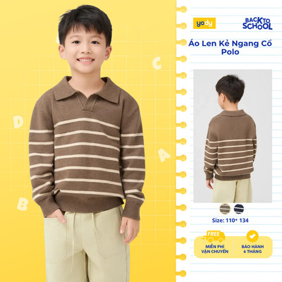 Áo Len YODY trẻ em Kẻ Ngang Cổ Polo TRA - BCKN25F053