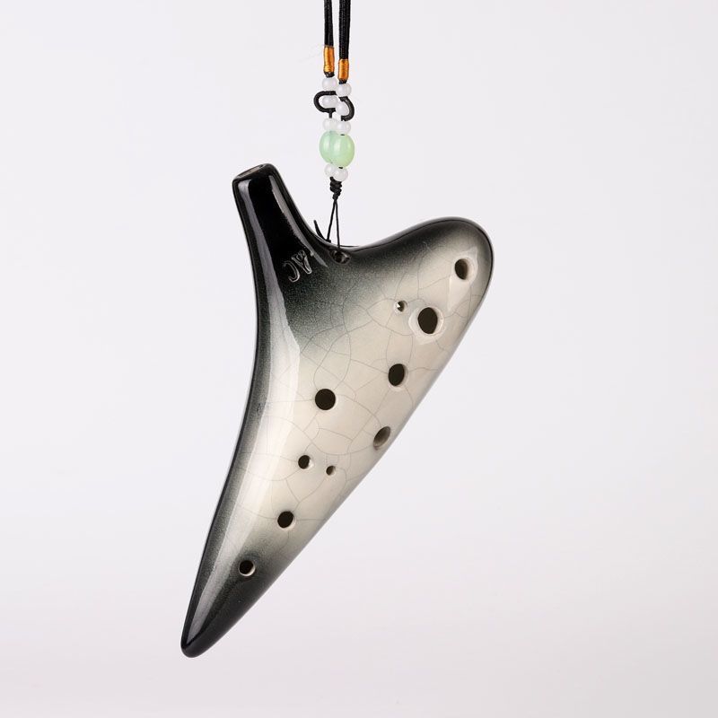 Kèn Ocarina 12 lỗ tone AC gốm sứ màu đen gradient nhạc cụ học tập biểu diễn cực hay, bền đẹp giao si