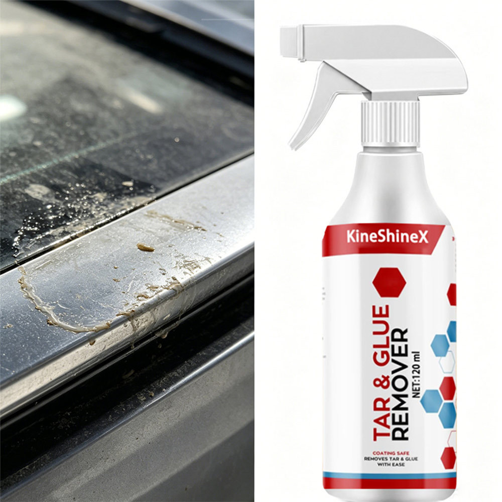 KineShineX 120ml Tar Glue Remover Spray Auto Care Cleaning Liquid Remove Pitch Tape Glue Residues Ea