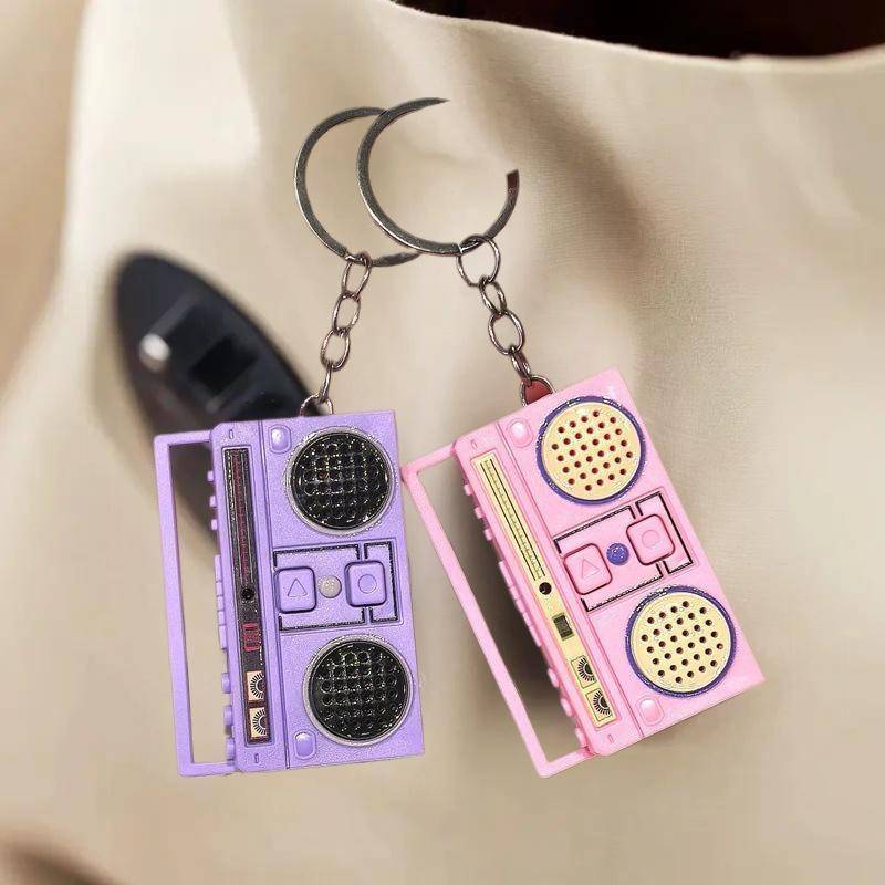 TRTOP Mini Ghi Âm Mặt Dây Chuyền Móc Khóa Sáng Tạo Radio Ghi Âm Đồ Chơi Âm Nhạc Vật Trang Trí Quà Tặ