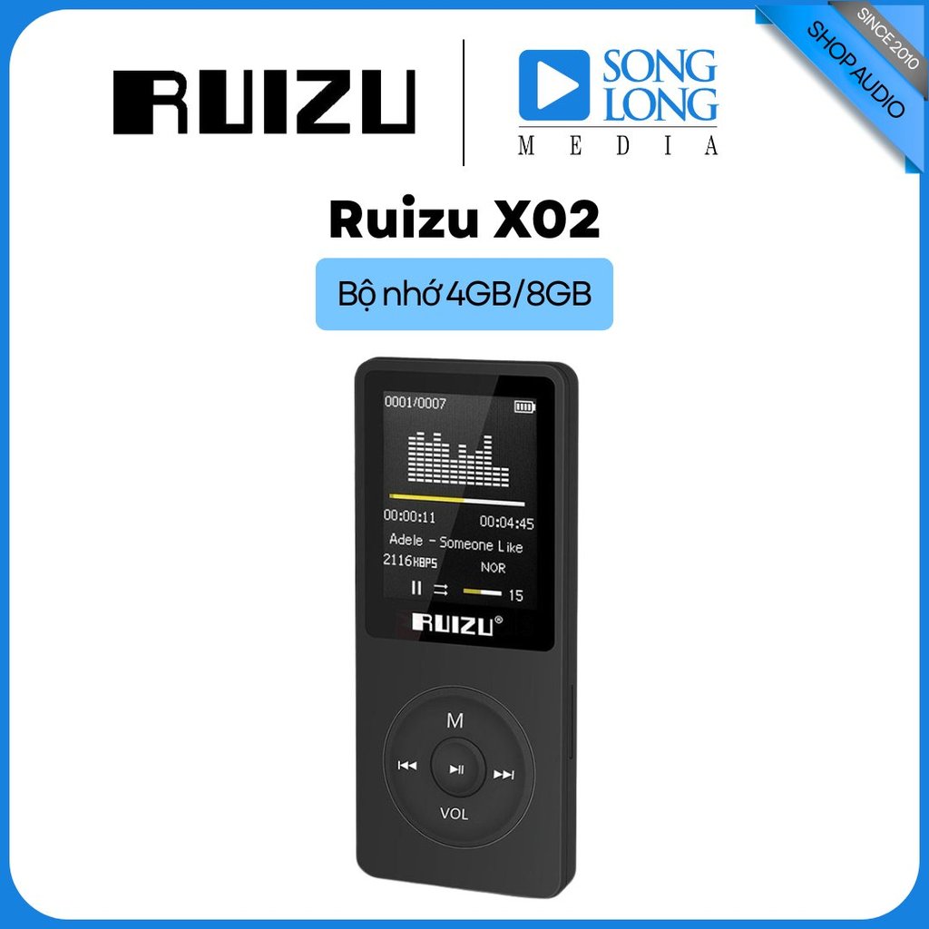 Máy nghe nhạc MP3 MP4 RUIZU X02 -  Hàng Chính Hãng - Songlongmedia