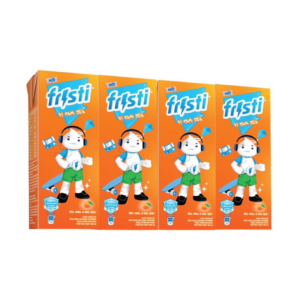 Lô 4 sữa chua uống Fristi vị cam sữa 180ml - 03560
