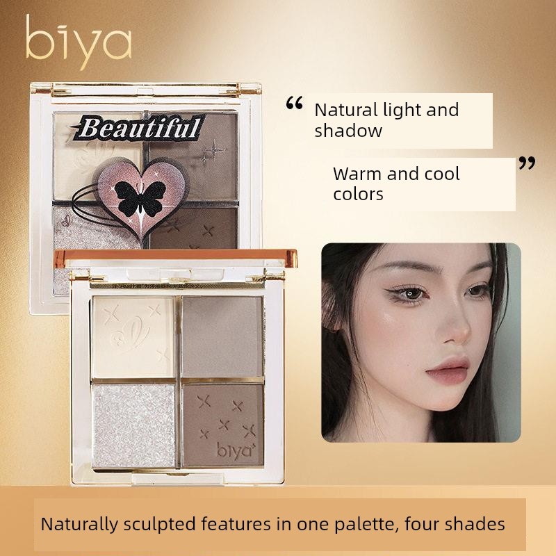 highlight bắt sáng bắt sáng highlight Bảng xếp nếp bốn màu Biya Biya Biya Matte Brightening Natural 