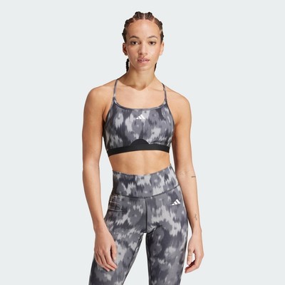 adidas Gym & Training Aeroreact Training Essentials Light-Support Allover Print Bra Women Grey IS6734
