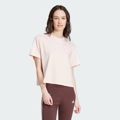 adidas Phong cách sống Áo Crop Top Single Jersey 3 Sọc Essentials Nữ Hồng IY4227