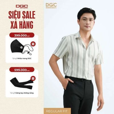 Sơ mi ngắn tay DGC Dáng suông Regular, Phong Cách Trẻ Trung, Chất Vải Mềm Nhẹ - SASNBD01M-S