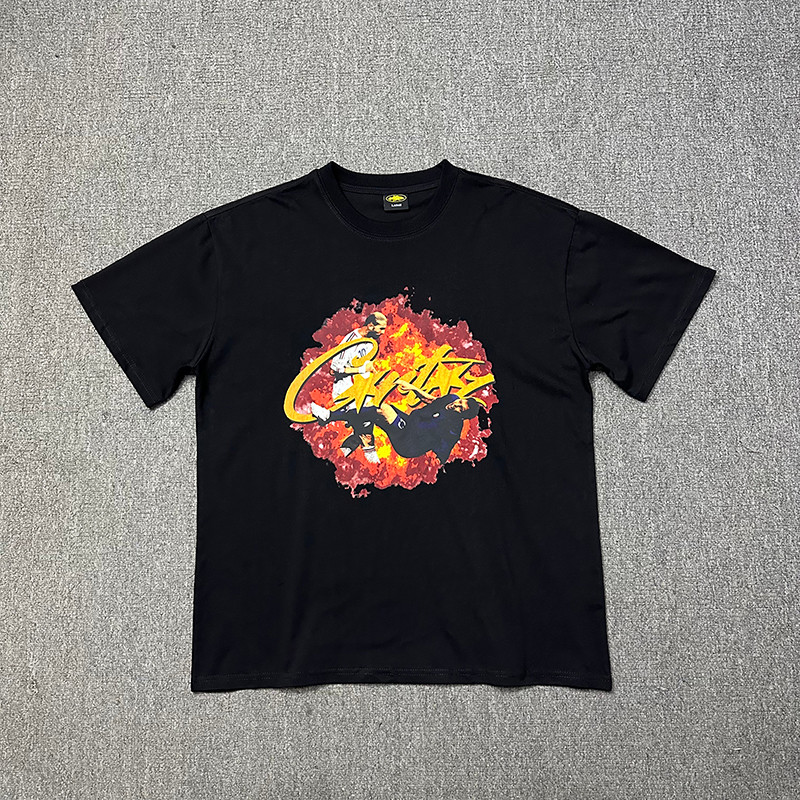 VLONE FOG Devil Island Corteiz Cổ Tròn Mỹ High Street Fireball Bóng Đá Áo Thun Giới Hạn Tay Ngắn