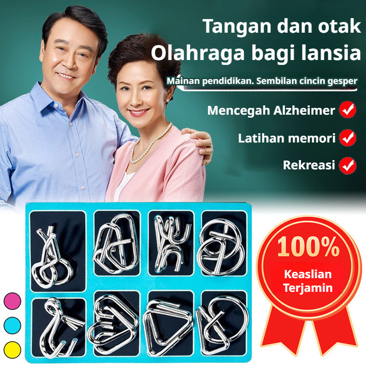 [Enhance IQ Skills] [Educational Toy] Complete Set of Nine Linked Rings Puzzles/Brain Teaser/IQ Puzz
