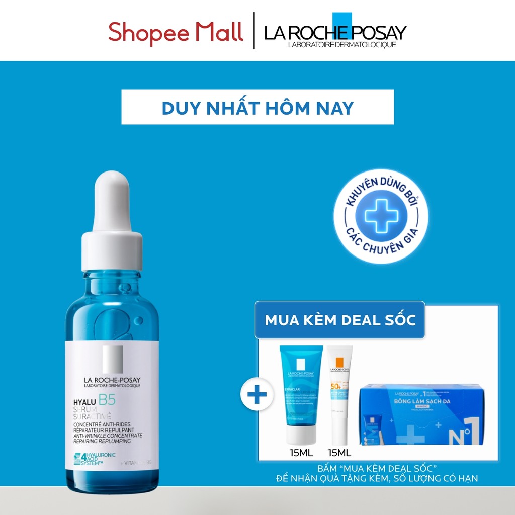 [CẢI TIẾN MỚI - 4 LOẠI HA] Dưỡng chất dưỡng ẩm & mờ nếp nhăn La Roche-Posay Hyalu B5 30ml