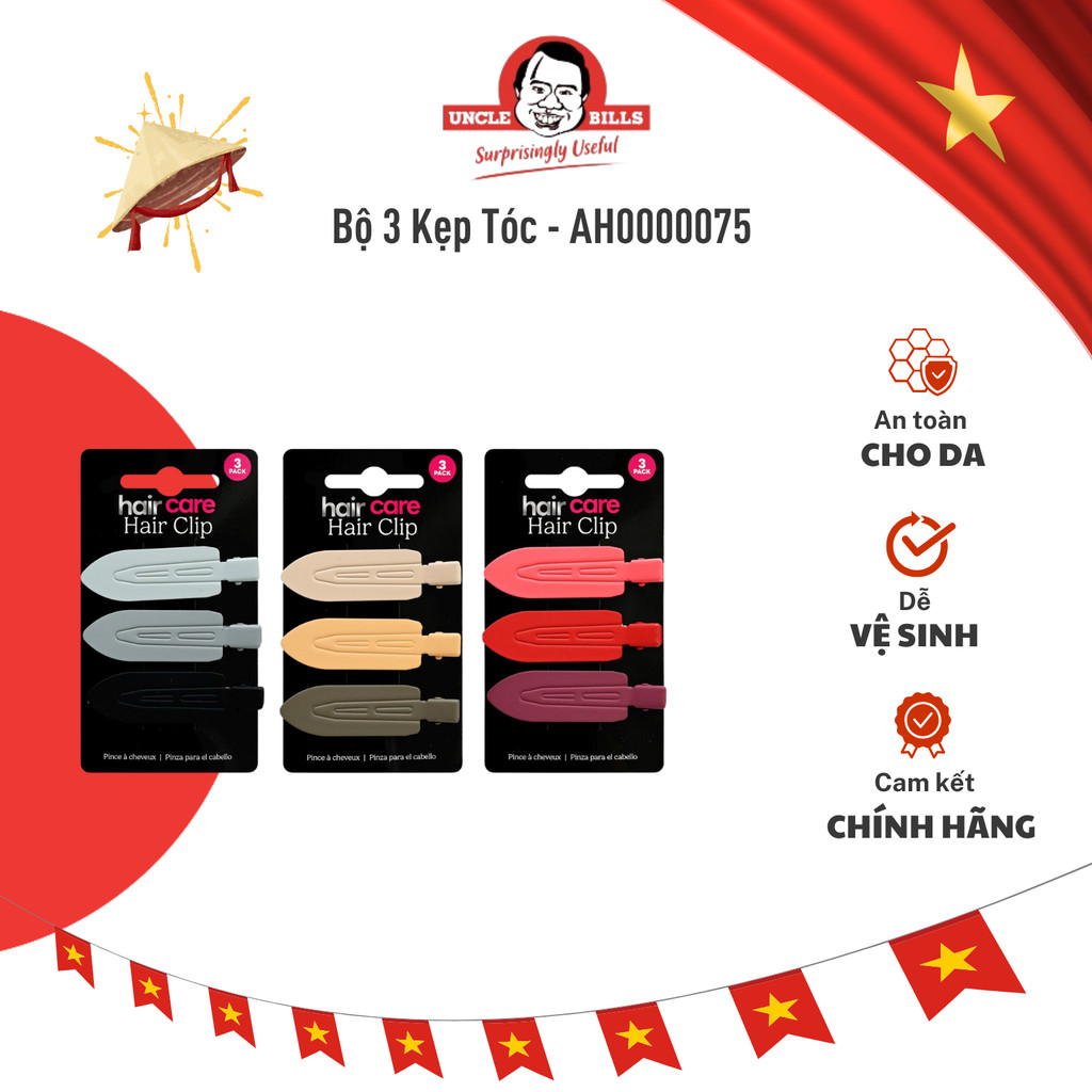 Bộ 3 Kẹp Tóc Nhiều Màu UNCLE BILLs - AH0000075