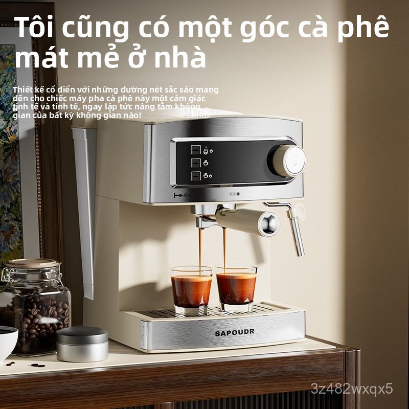 Máy pha cà phê espresso Seipuda EC10 bán tự động áp suất cao tích hợp đánh bọt sữa gia đình bền