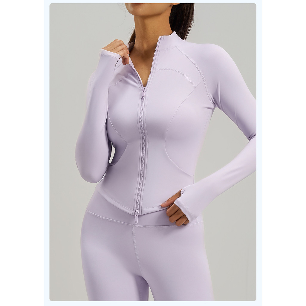 Áo khoác thể thao bỏ túi bên Slim-fit Slimmer Look Fitness Running Double Zipper Yoga Wear Jacket